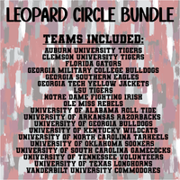 Leopard Circle College Team Bundle PNG Digital Design -- 19 Teams and Adding