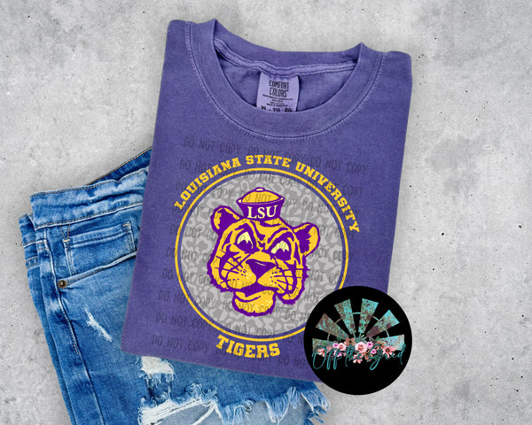 Leopard Circle LSU Tigers PNG Digital Design -- You get THREE Designs