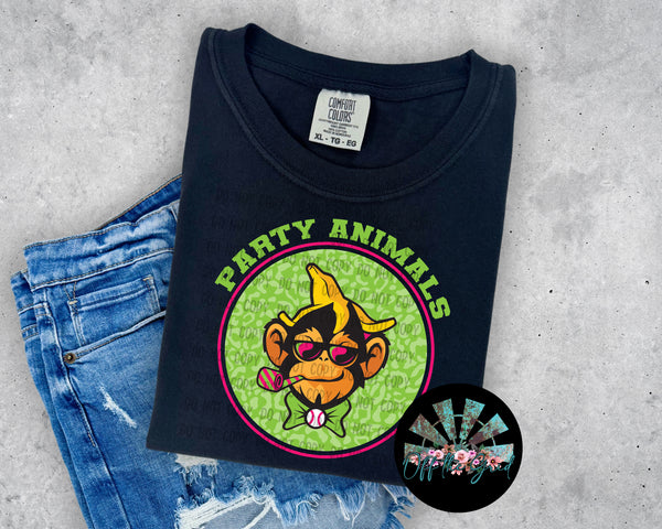 Leopard Circle Party Animals (Green Letters) T-Shirt and Sweatshirt