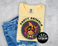 Leopard Circle Party Animals (Black Letters) T-Shirt and Sweatshirt