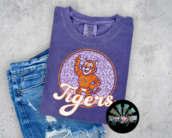 Leopard Retro Script Clemson PNG Digital Design (YOU GET 2 DESIGNS)