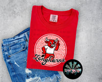 Leopard Retro Script Longhorns Red and Black PNG Digital Design (YOU GET 2 DESIGNS)