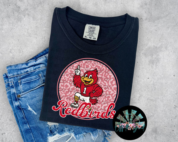 Leopard Retro Script Redbirds PNG Digital Design (YOU GET 2 DESIGNS)