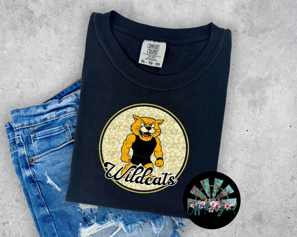 Leopard Retro Script Wildcats Black and Gold PNG Digital Design (YOU GET 2 DESIGNS)