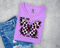 Let Go and Be Free Checkered Butterfly T-Shirt