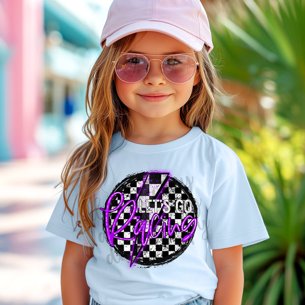 Let's Go Racing Purple Kids T-Shirt