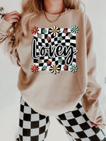 Retro Floral Checkered Lovey Short Sleeve T-Shirt