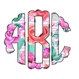 Pink Flowers with Stripes Monogram T-Shirt and Sweatshirt