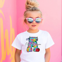 KIDS Personalized School Supply Letter Short Sleeve T-Shirt