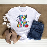 Personalized School Supply Letter Short Sleeve T-Shirt