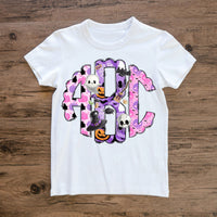 Halloween Pink and Purple Pastel Monogram Short Sleeve T-Shirt