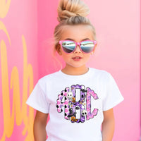 Halloween Pink and Purple Pastel Monogram Short Sleeve T-Shirt