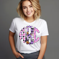 Halloween Pink and Purple Pastel Monogram Short Sleeve T-Shirt