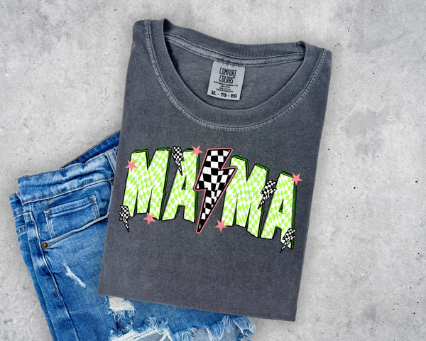 Green Checkered Mama Short Sleeve T-Shirt