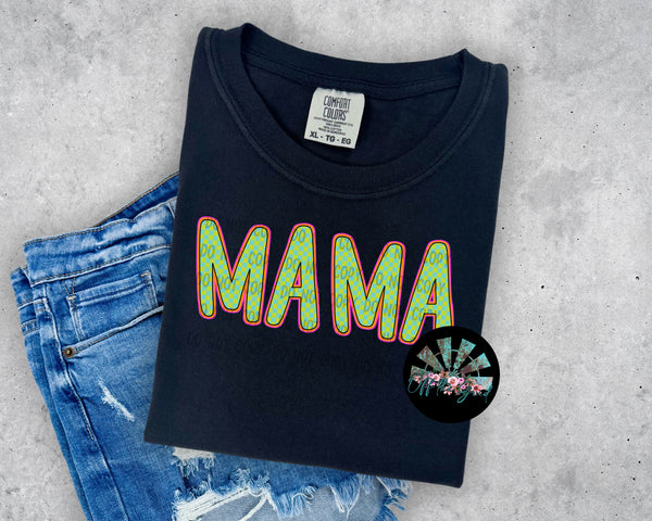 Mama Lime and Teal Checkered T-Shirt and Sweatshirt