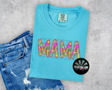 Mama Neon Paint Splatter Checkered PNG Digital Design