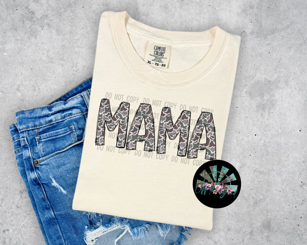 Mama Retro Camo T-Shirt and Sweatshirt