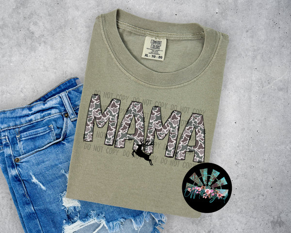 Mama Retro Camo with Deer PNG Digital Design