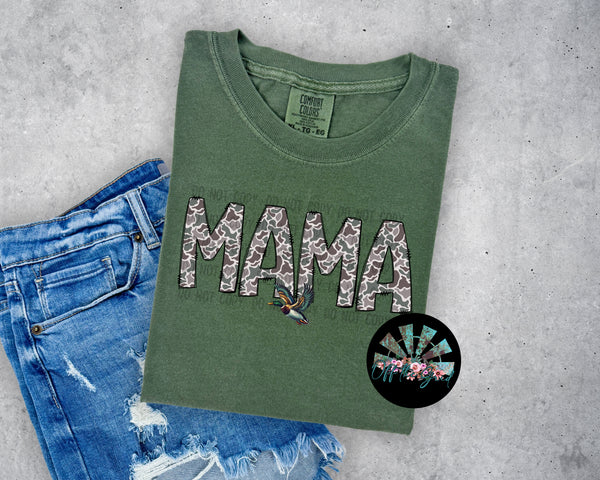 Mama Retro Camo with Flying Duck T-Shirt and Sweatshirt