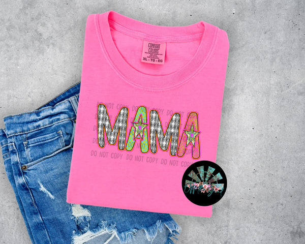 Mama Snake Print and Checkered T-Shirt and Sweatshirt