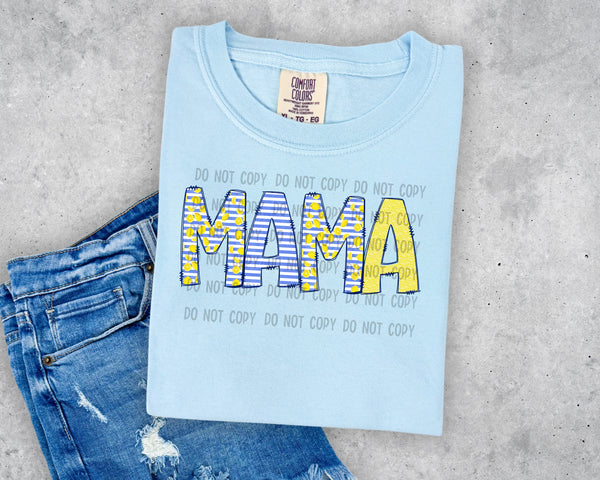 Mama Striped Lemons Navy Outline T-Shirt and Sweatshirt