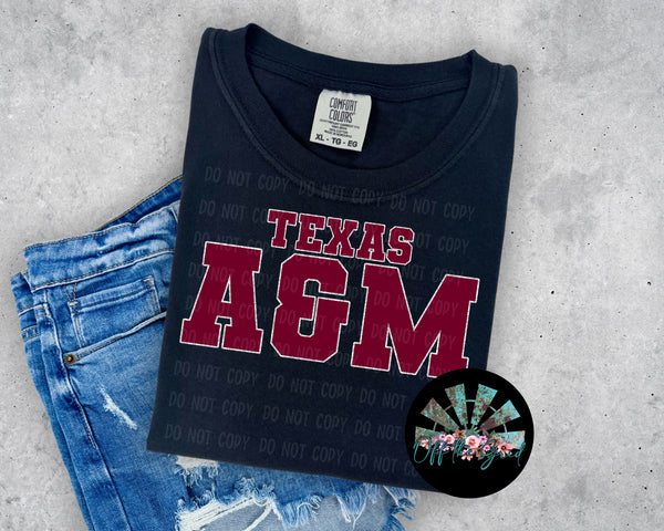 Faux Glitter TX A&M #3 School Names PNG Digital Design