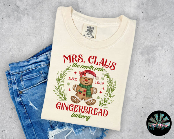 Mrs. Claus The North Pole Gingerbread Bakery mock T-Shirt and Sweatshirt