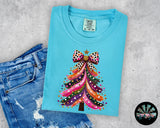 Multi Colored Christmas Tree with Dot Bow T-Shirt and Sweatshirt