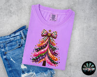 Multi Colored Christmas Tree with Dot Bow T-Shirt and Sweatshirt