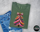 Multi Colored Christmas Tree with Dot Bow T-Shirt and Sweatshirt