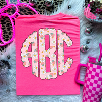 Strawberries and Daisies Monogram Short Sleeve T-Shirt