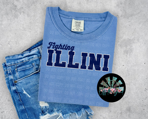 Faux Glitter Fighting Illini School Names PNG Digital Design