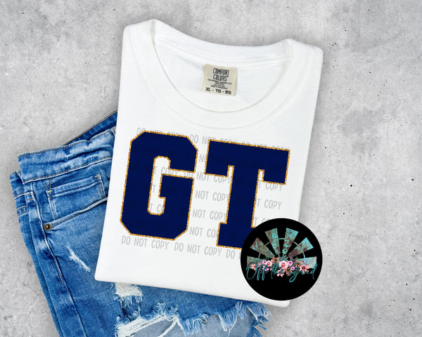 Faux Glitter GT School Names PNG Digital Design