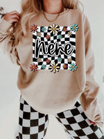 Retro Floral Checkered Nene Short Sleeve T-Shirt