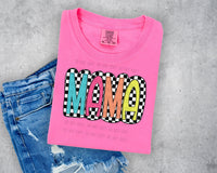 Neon Checkered Mama Short Sleeve T-Shirt