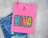 Neon Checkered Mama Short Sleeve T-Shirt