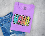 Neon Checkered Mama Short Sleeve T-Shirt