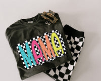 Neon Checkered Mama Short Sleeve T-Shirt