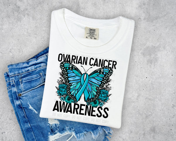 Ovarian Cancer Butterfly Awareness T-Shirt