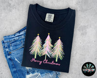 Pastel Christmas Trees Merry Christmas T-Shirt and Sweatshirt