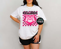 Checkered Faux Glitter Preppy Hot Pink Bulldogs PNG Digital Design