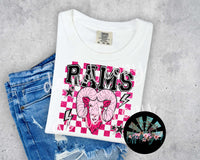 Checkered Faux Glitter Preppy Hot Pink Rams PNG Digital Design
