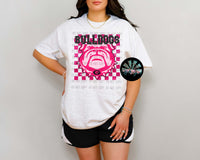 Checkered Faux Glitter Preppy Hot Pink GA Bulldogs PNG Digital Design