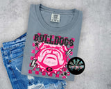 Pink Faux Glitter Preppy Checkered Pink UGA Bulldogs with Stars and Lightening Bolts T-Shirt and Sweatshirt