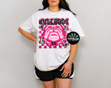 Pink Faux Glitter Preppy Checkered Pink UGA Bulldogs with Stars and Lightening Bolts T-Shirt and Sweatshirt