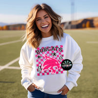 Checkered Faux Glitter Preppy Hot Pink TX State Bobcats PNG Digital Design