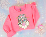 Pink Dalmatian Santa T-Shirt and Sweatshirt