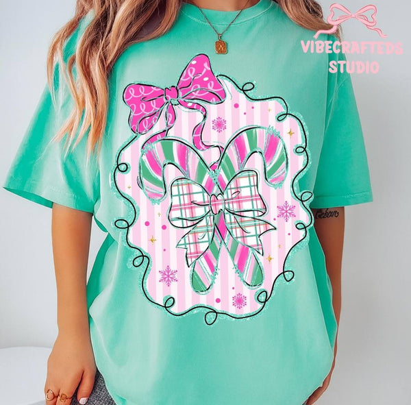 Pink and Mint Candy Canes T-Shirt and Sweatshirt