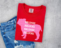 KIDS Pink Bulldog White Letters Short Sleeve T-Shirt