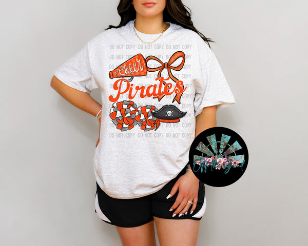 Pirates Cheer Collage Orange and Black PNG Digital Design